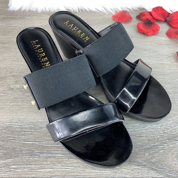 Lauren Ralph Lauren Rhianna Wedge Sandals Sz 6.5B - Picture 1 of 8